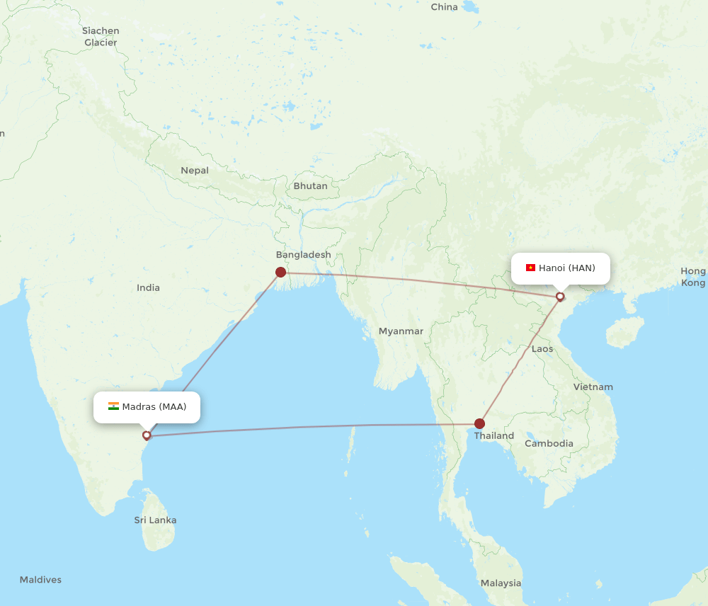 HAN-MAA flight routes
