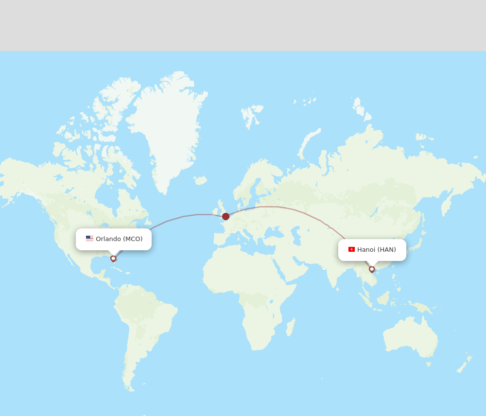 HAN-MCO flight routes