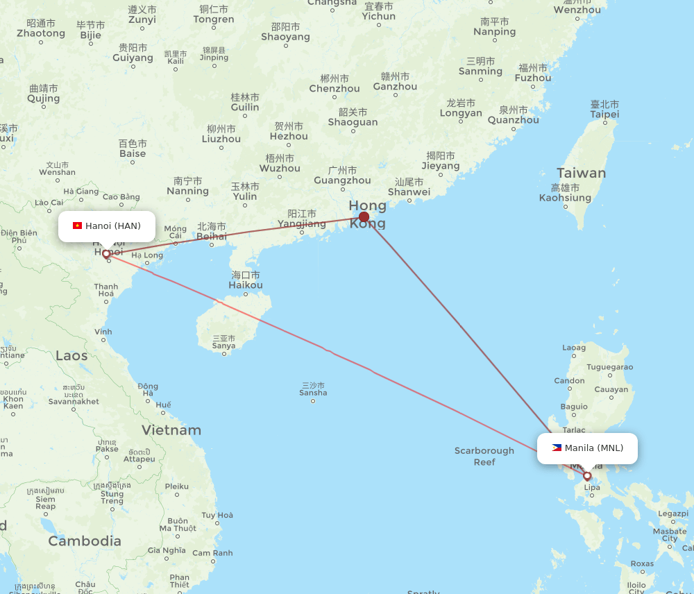 HAN-MNL flight routes