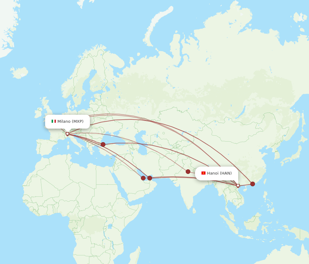 HAN-MXP flight routes