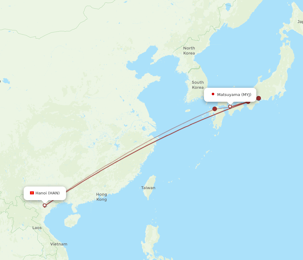 HAN-MYJ flight routes
