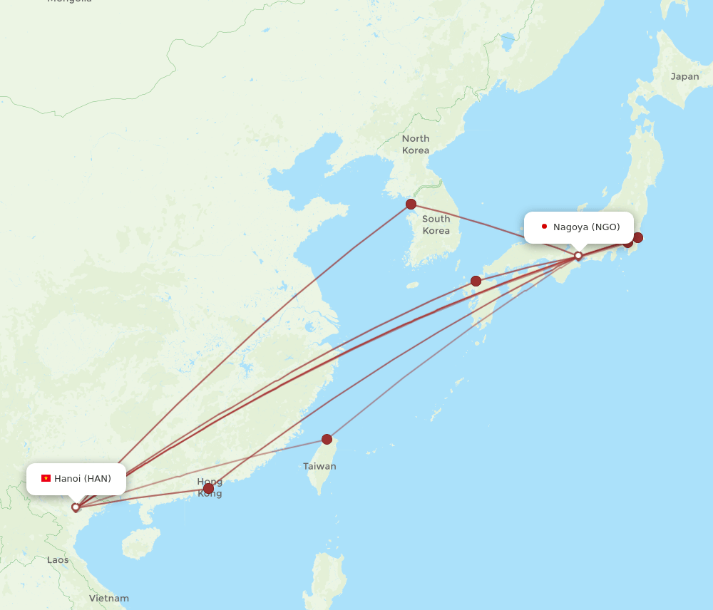 HAN-NGO flight routes