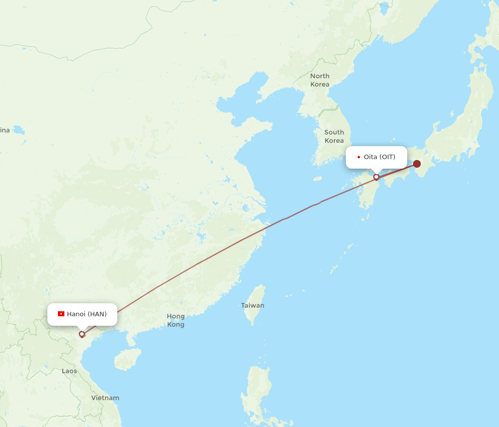 HAN-OIT flight routes