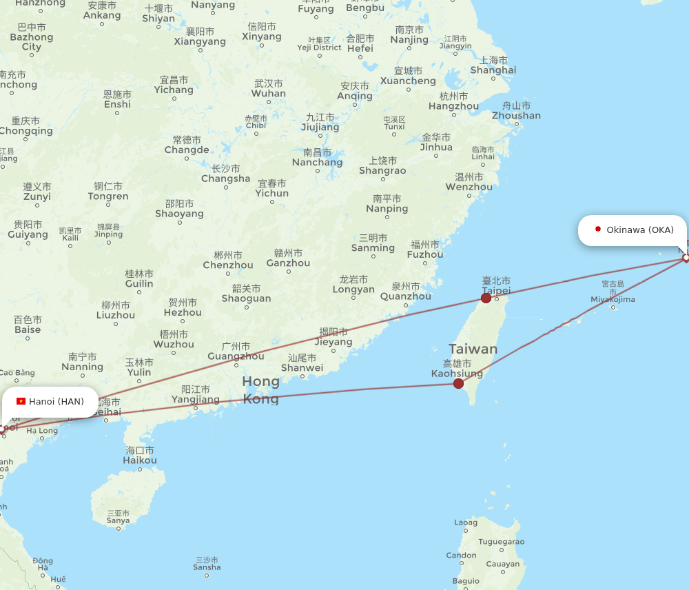 HAN-OKA flight routes