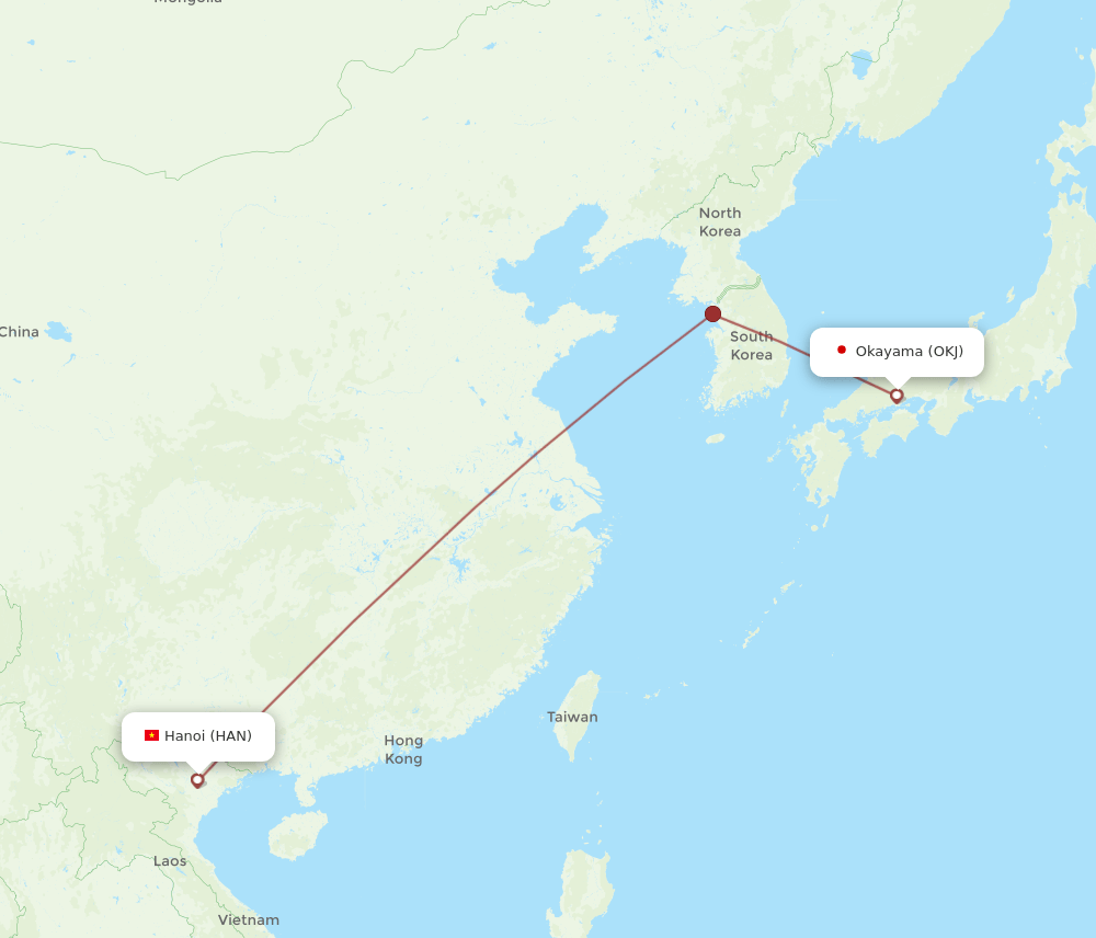 HAN-OKJ flight routes