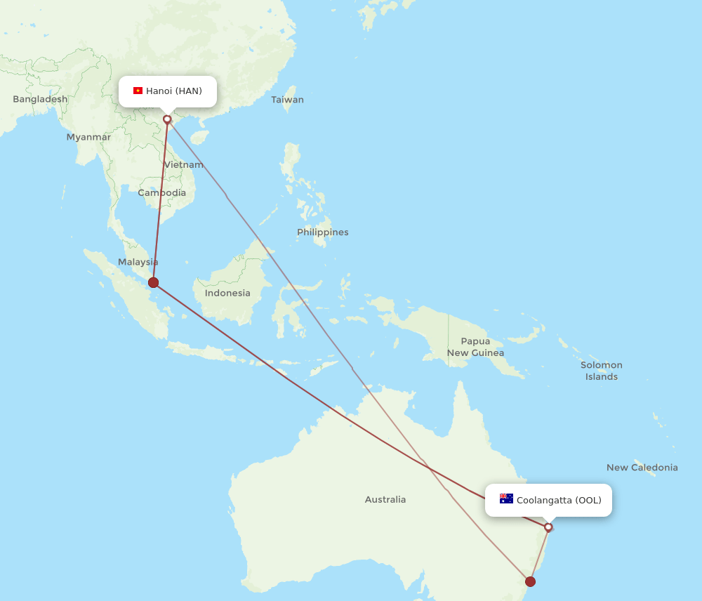 HAN-OOL flight routes