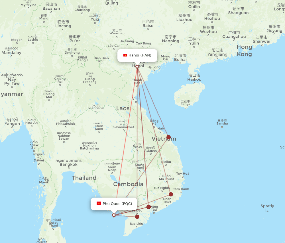 HAN-PQC flight routes