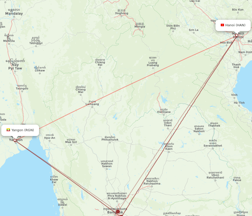 HAN-RGN flight routes