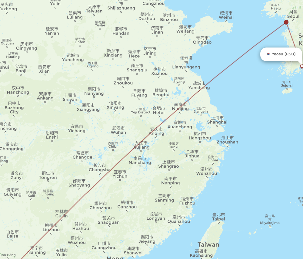 HAN to RSU flights and routes map
