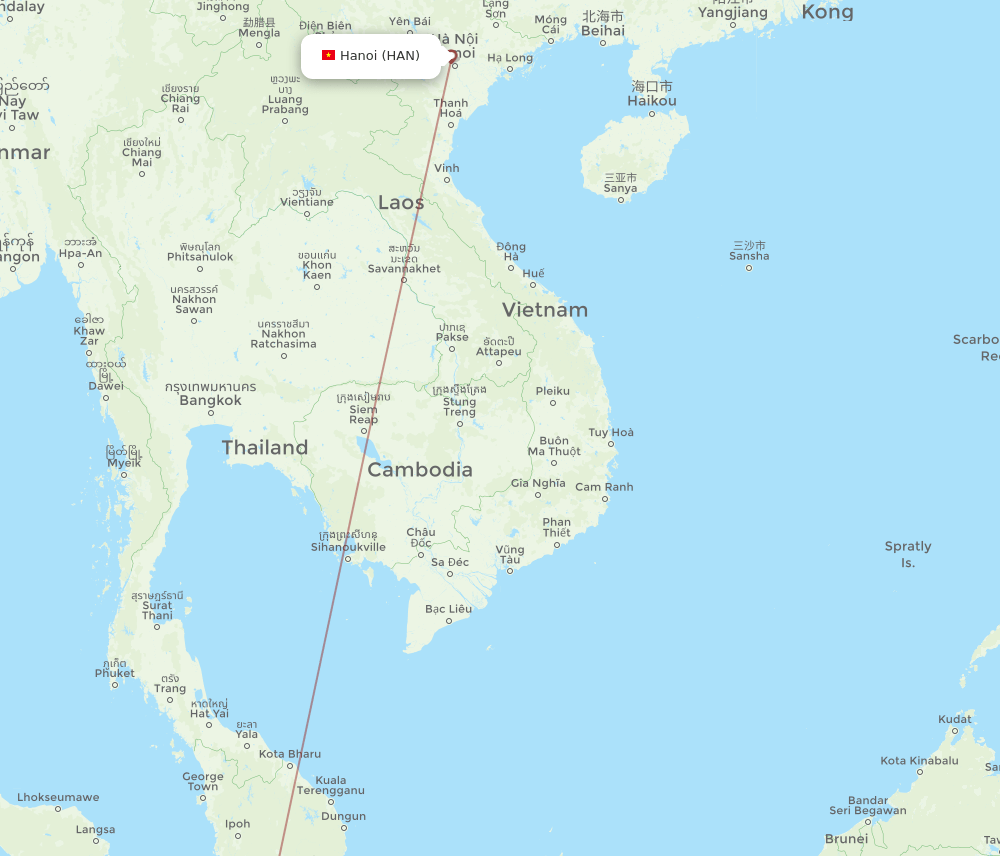 HAN-SBW flight routes