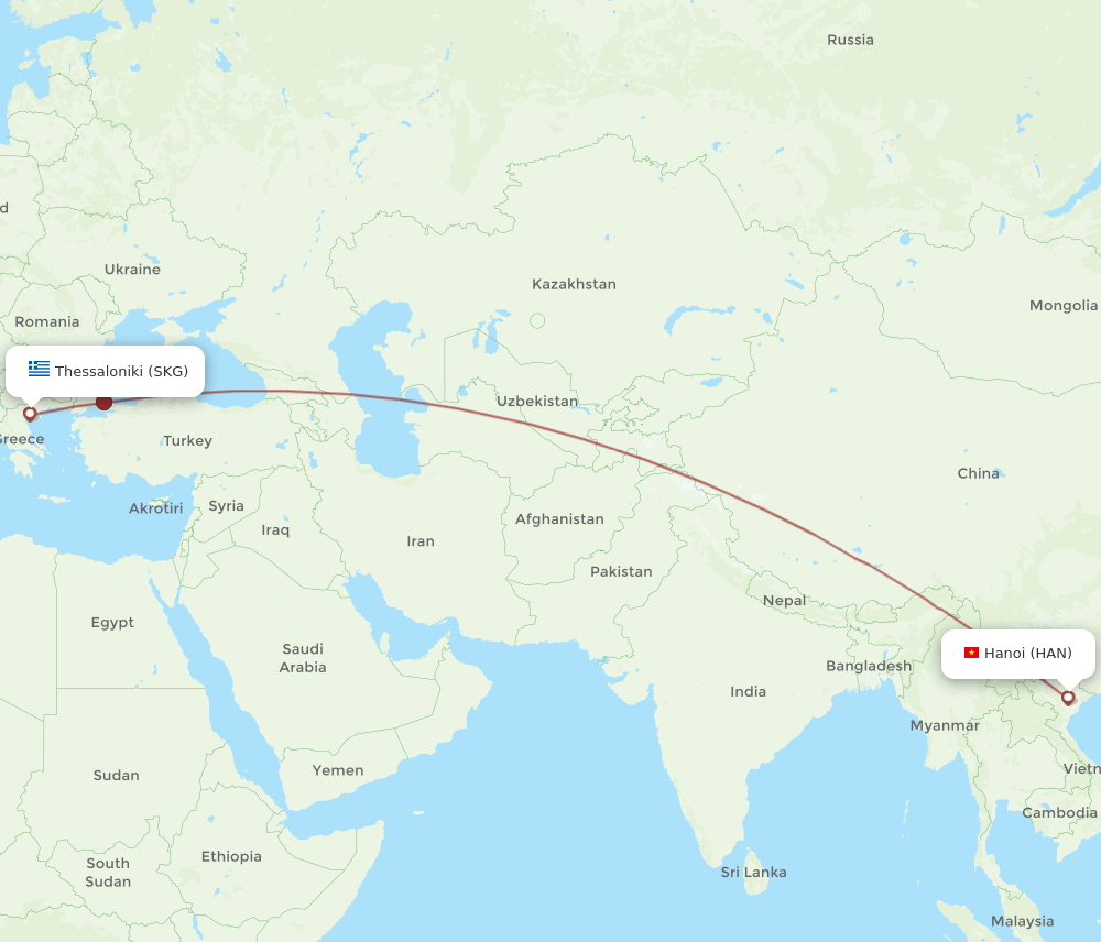 HAN-SKG flight routes