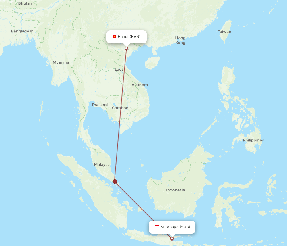 HAN-SUB flight routes