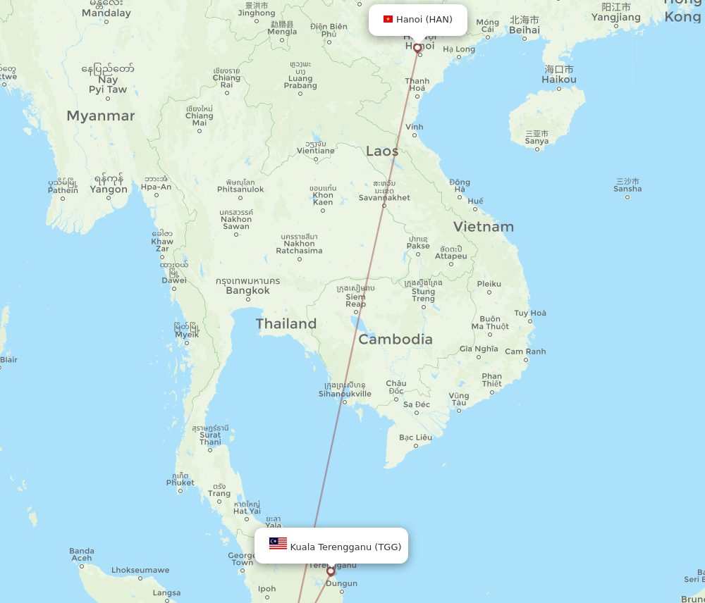HAN-TGG flight routes