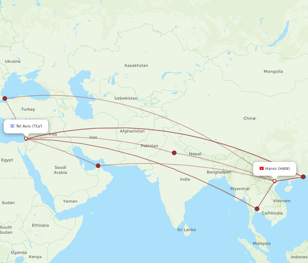 HAN-TLV flight routes