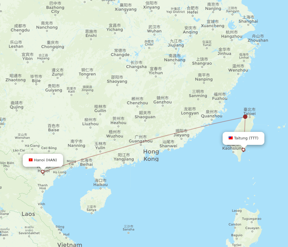 HAN-TTT flight routes