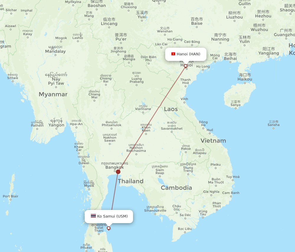 HAN-USM flight routes