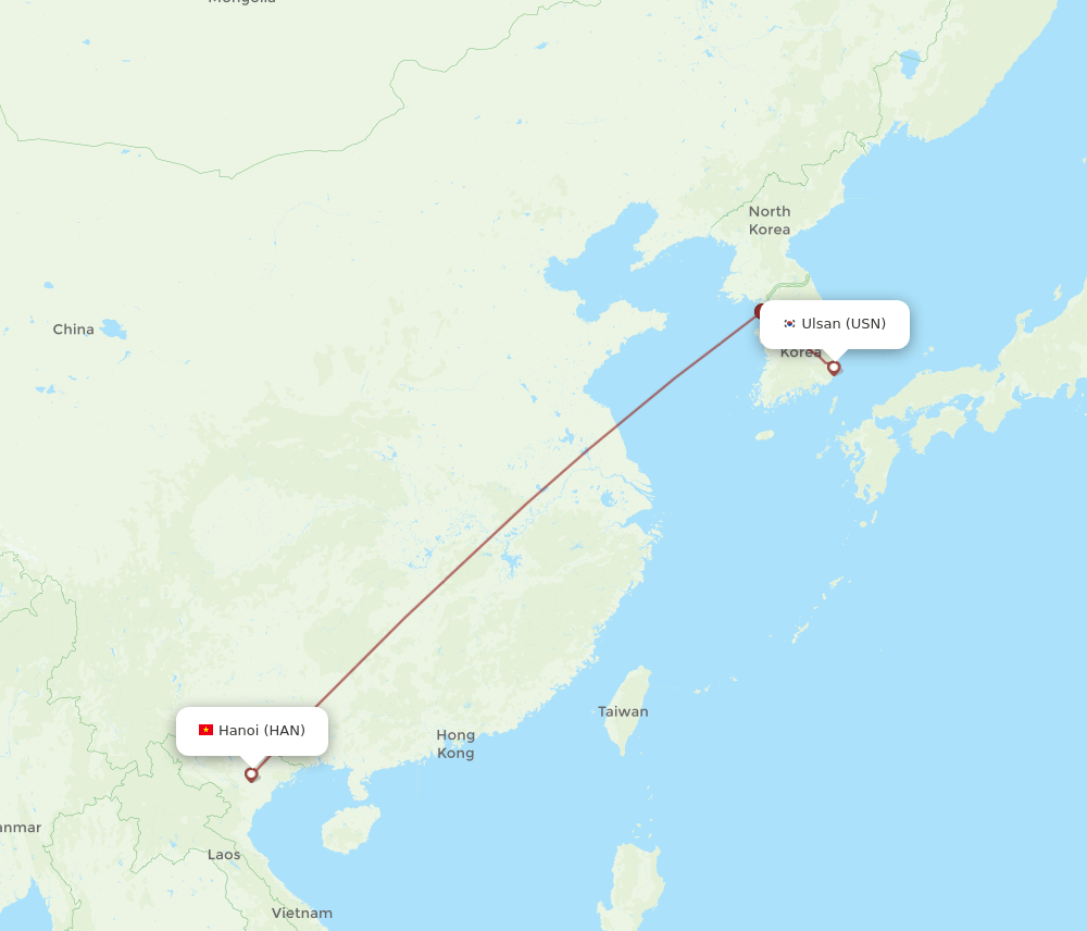 HAN to USN flights and routes map