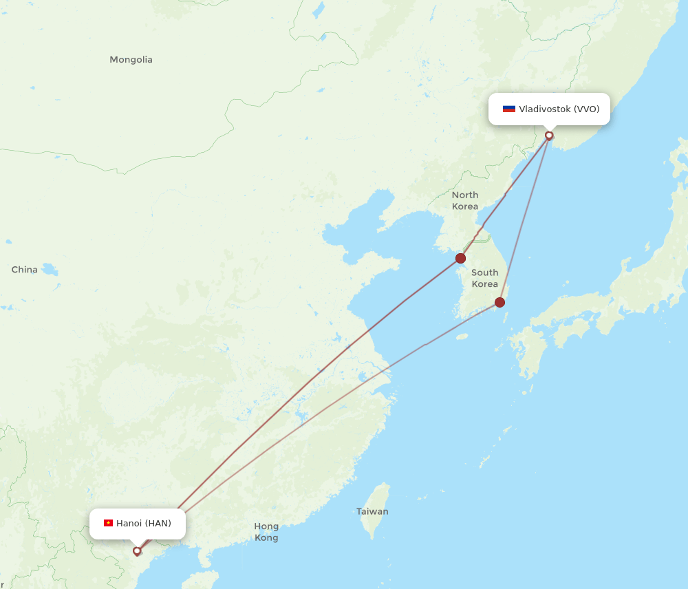 HAN-VVO flight routes