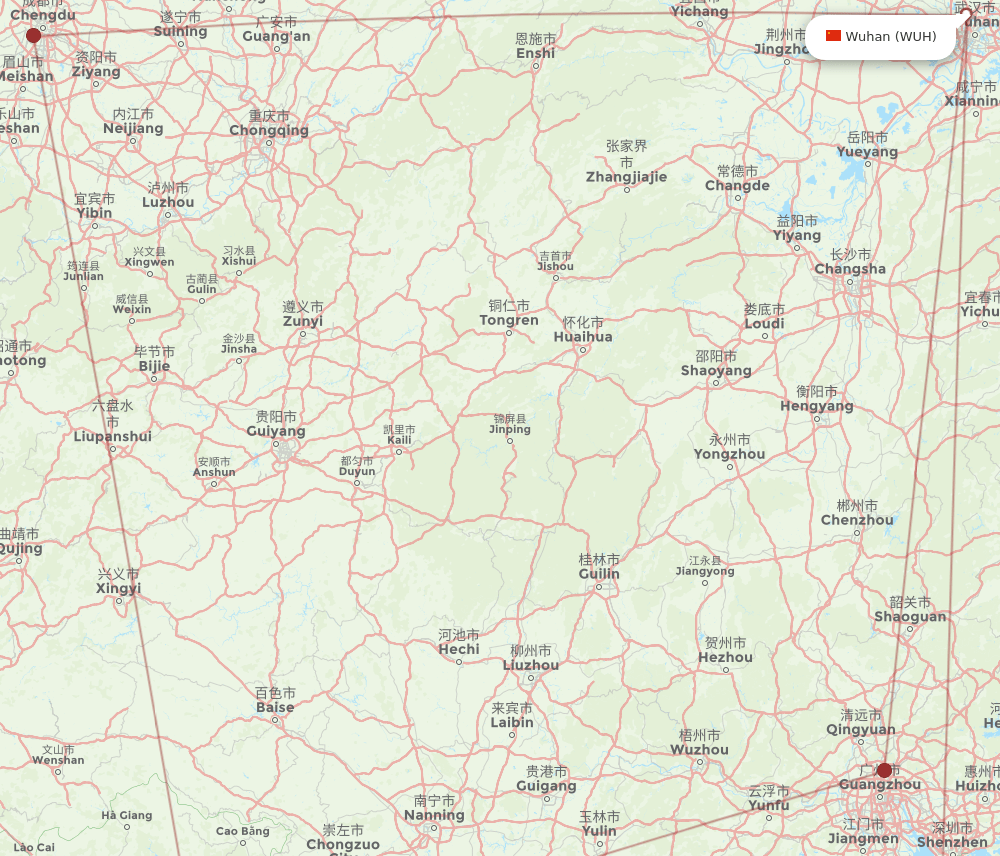 HAN-WUH flight routes