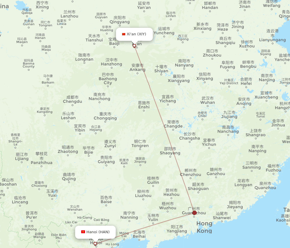 HAN-XIY flight routes