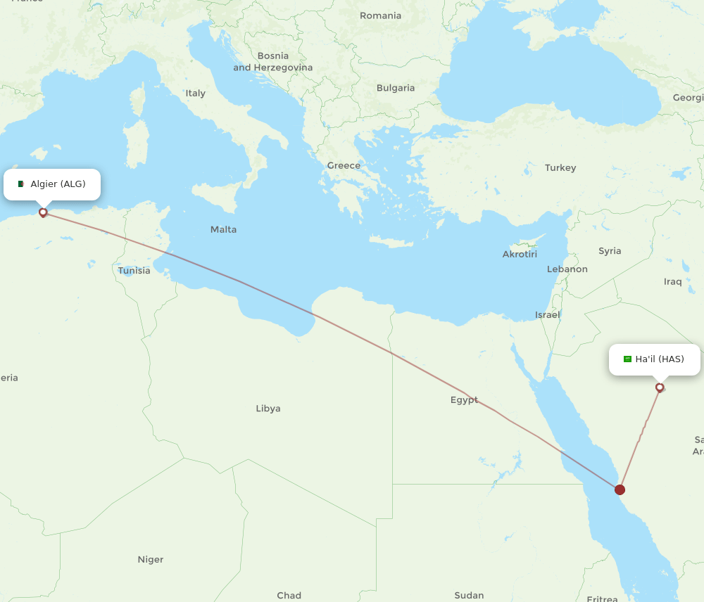 HAS-ALG flight routes