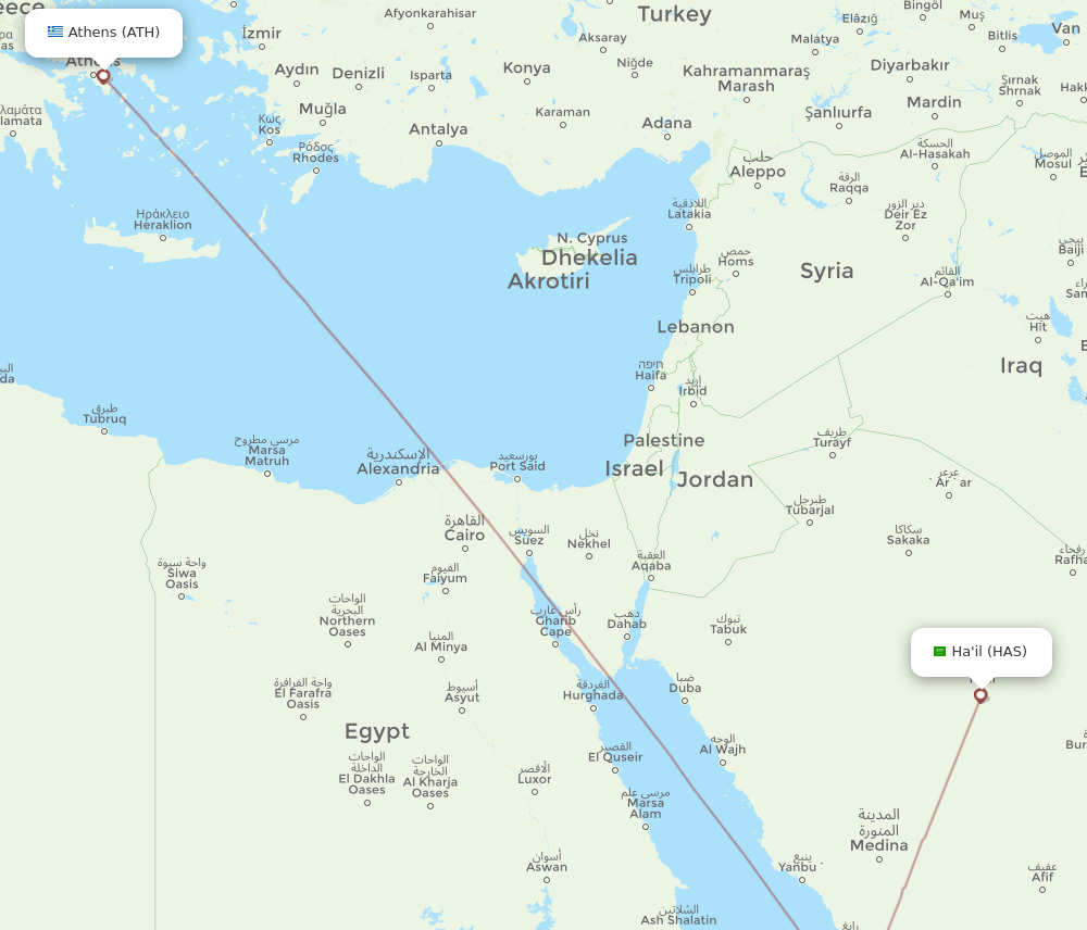 HAS-ATH flight routes