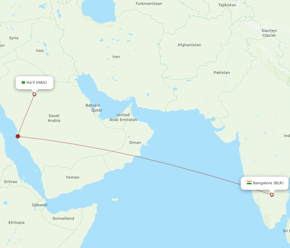 HAS-BLR flight routes