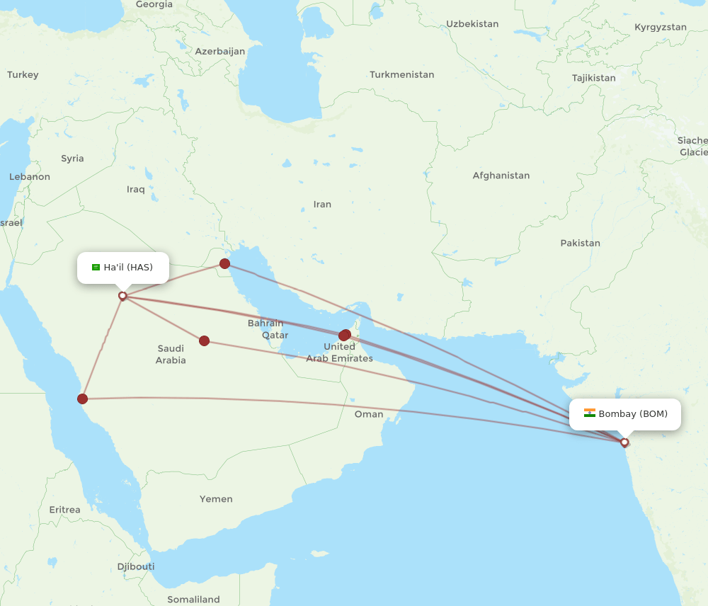 HAS-BOM flight routes
