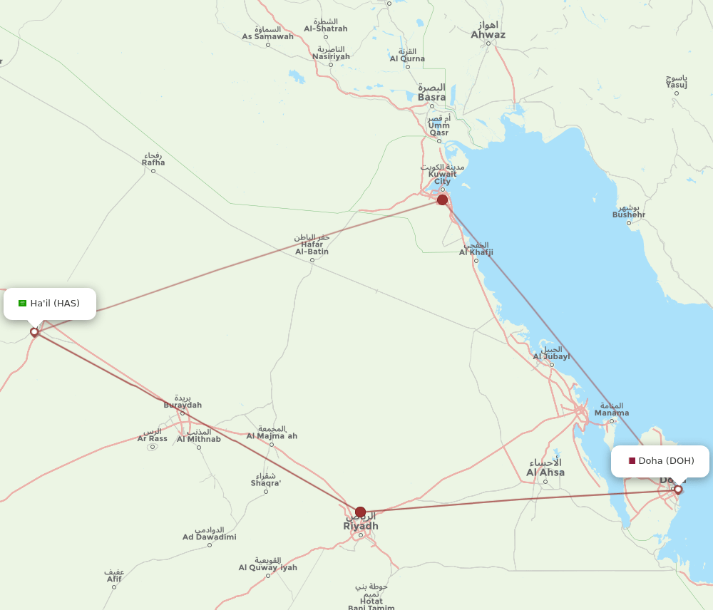 HAS-DOH flight routes