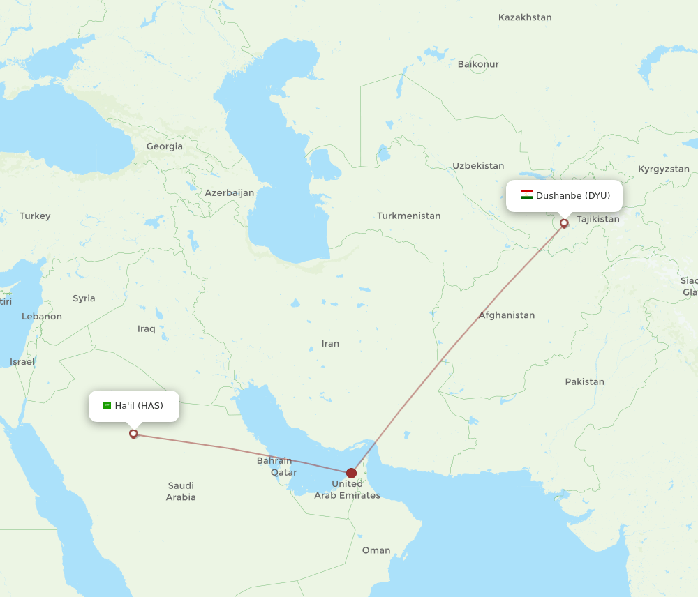 HAS to DYU flights and routes map