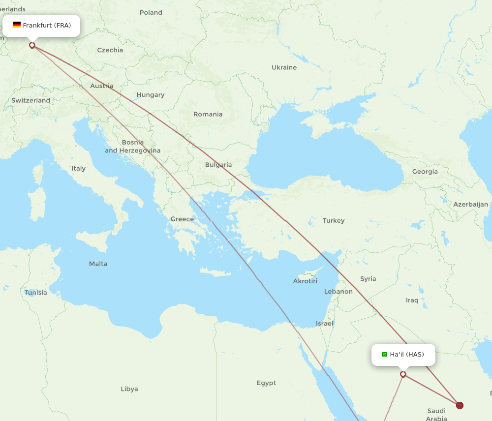 HAS-FRA flight routes