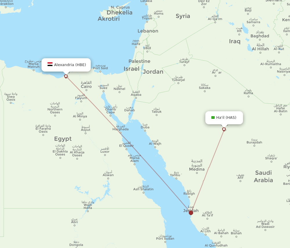 HAS to HBE flights and routes map