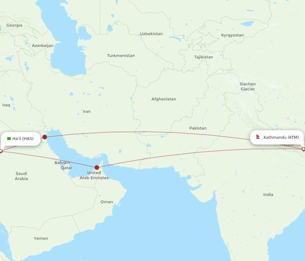 HAS-KTM flight routes