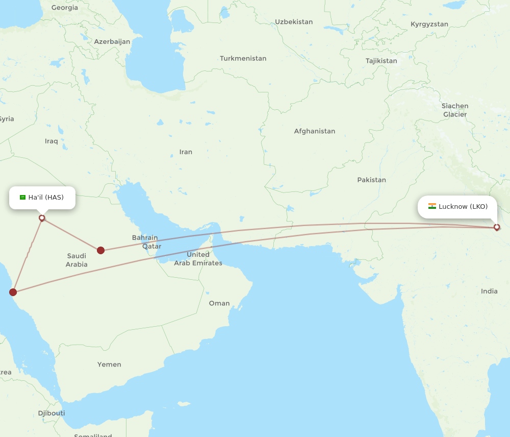 HAS-LKO flight routes