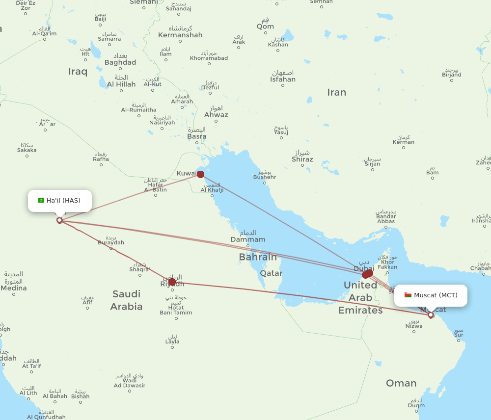 HAS-MCT flight routes