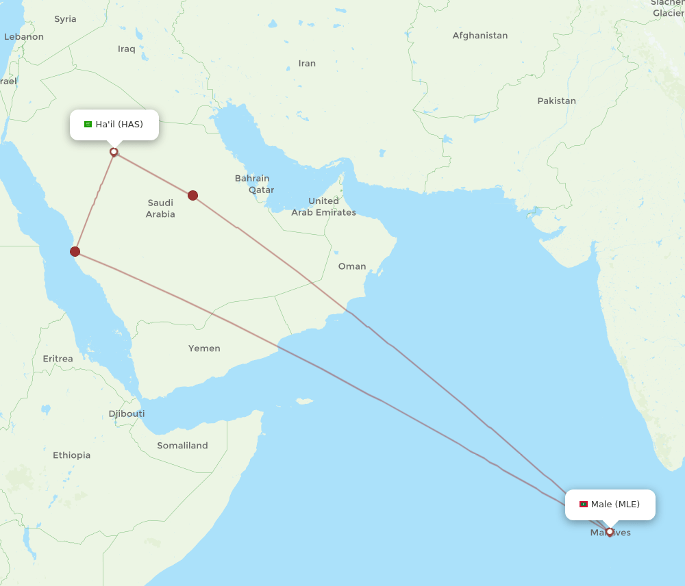 Male - Hail route map and flight paths