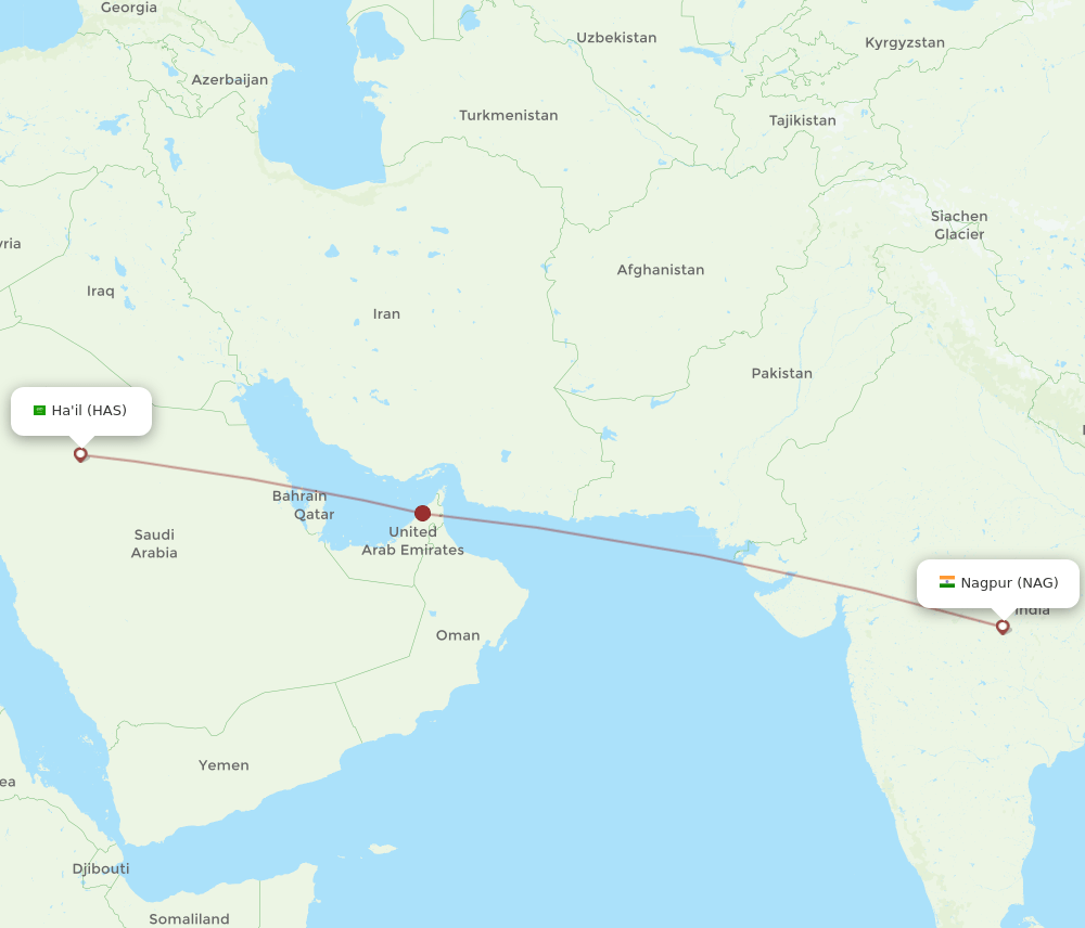HAS to NAG flights and routes map