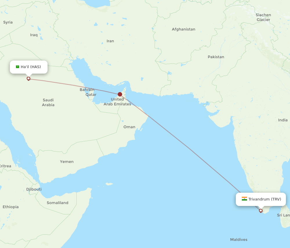 HAS-TRV flight routes