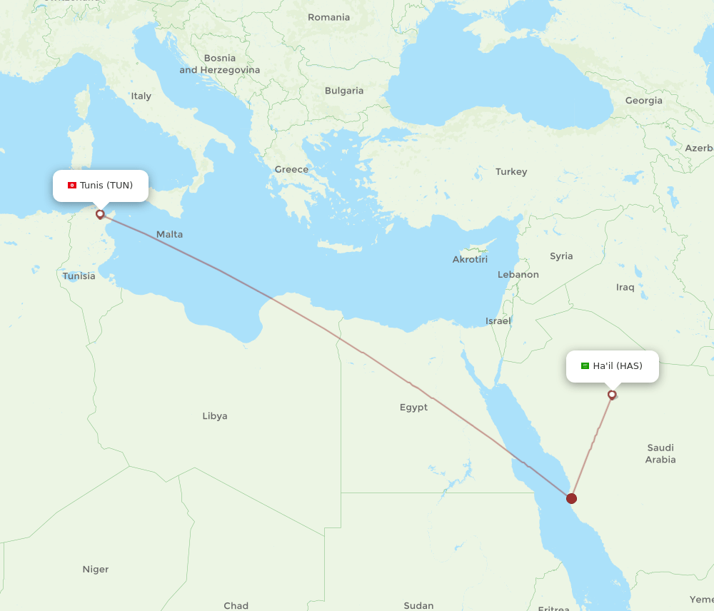 HAS-TUN flight routes