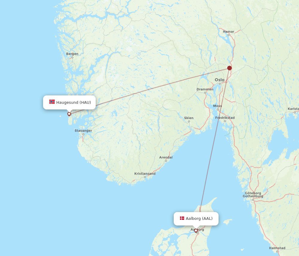 HAU-AAL flight routes