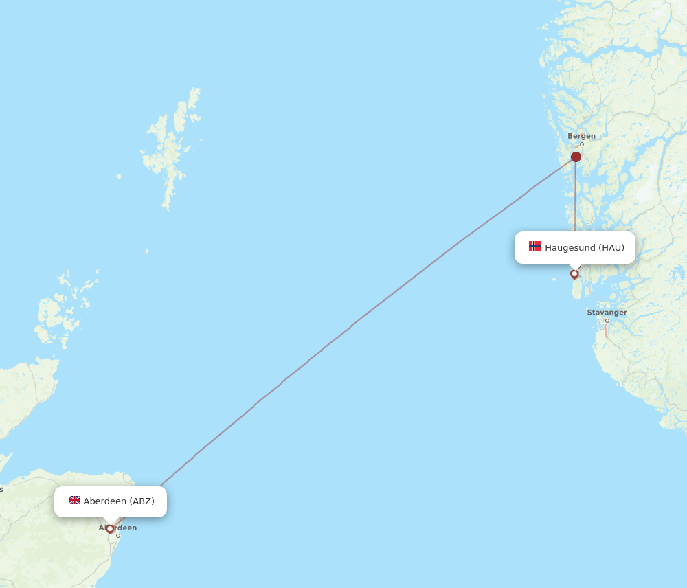 HAU to ABZ flights and routes map