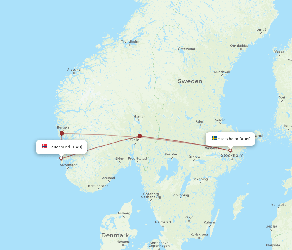 HAU-ARN flight routes