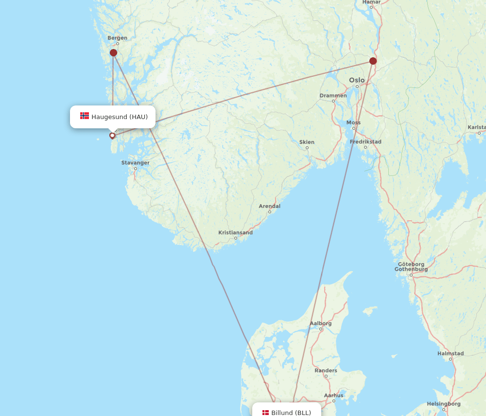 HAU-BLL flight routes