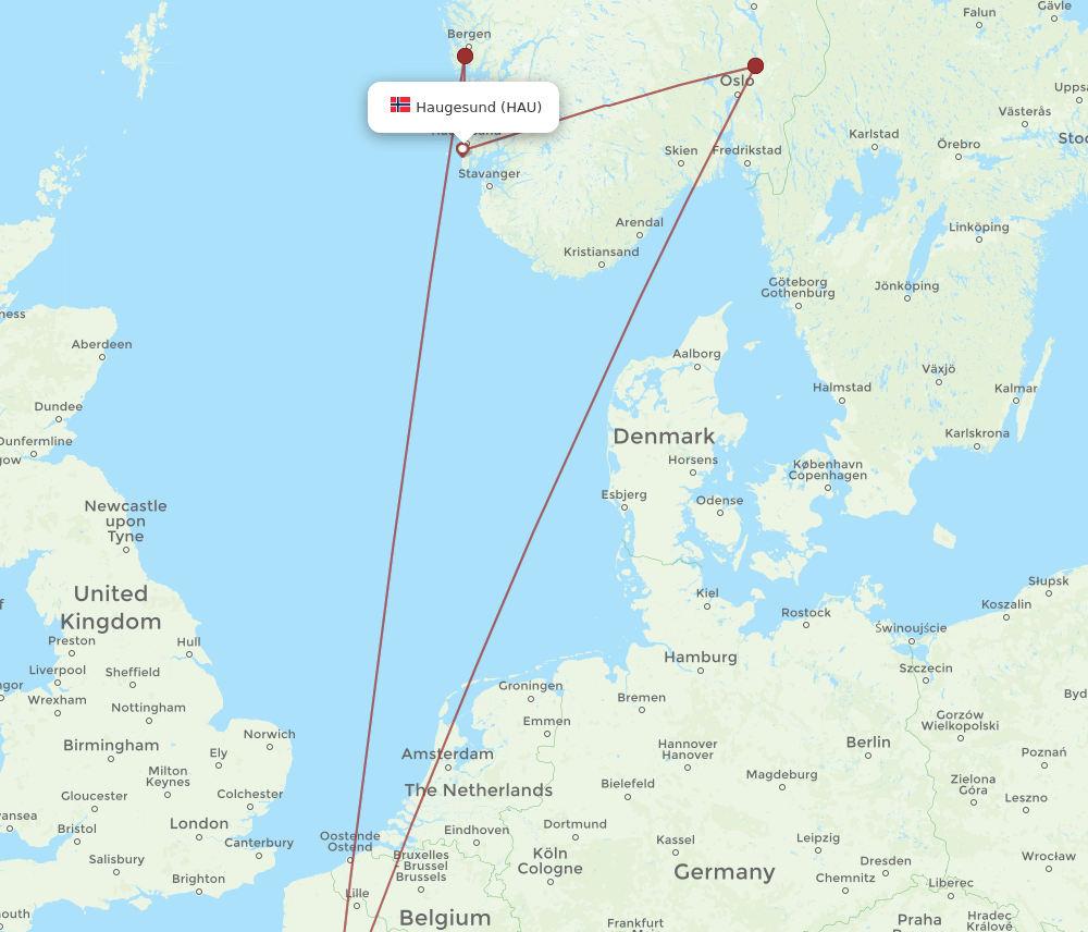 HAU-CDG flight routes