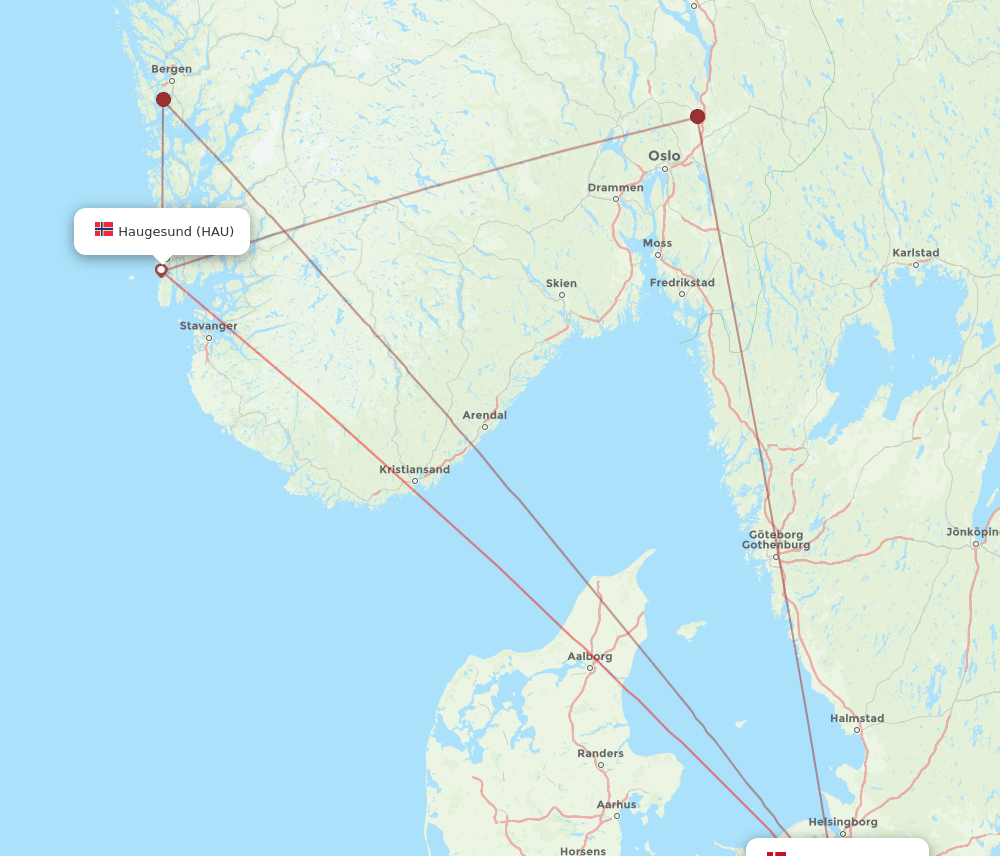 HAU-CPH flight routes