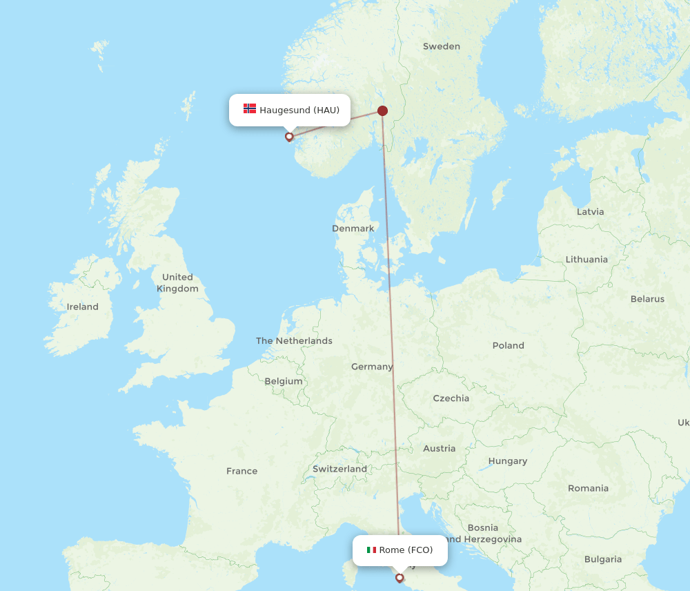 HAU-FCO flight routes