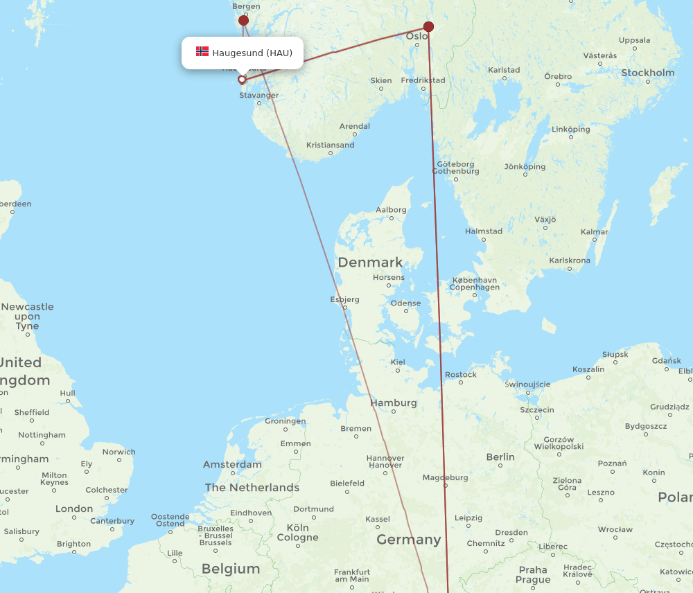 HAU-MUC flight routes