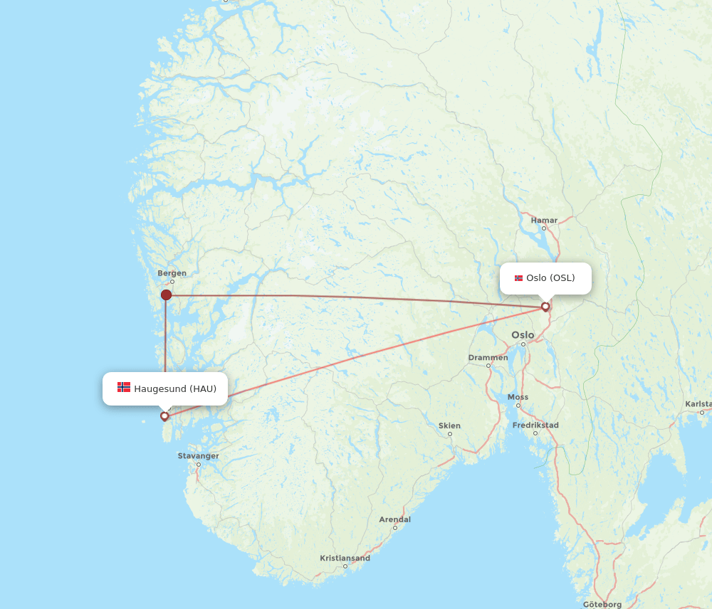 HAU-OSL flight routes