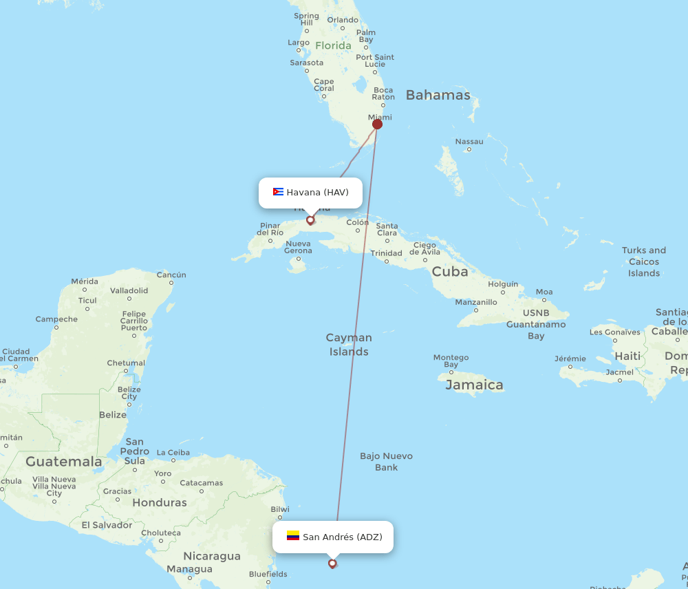 HAV to ADZ flights and routes map