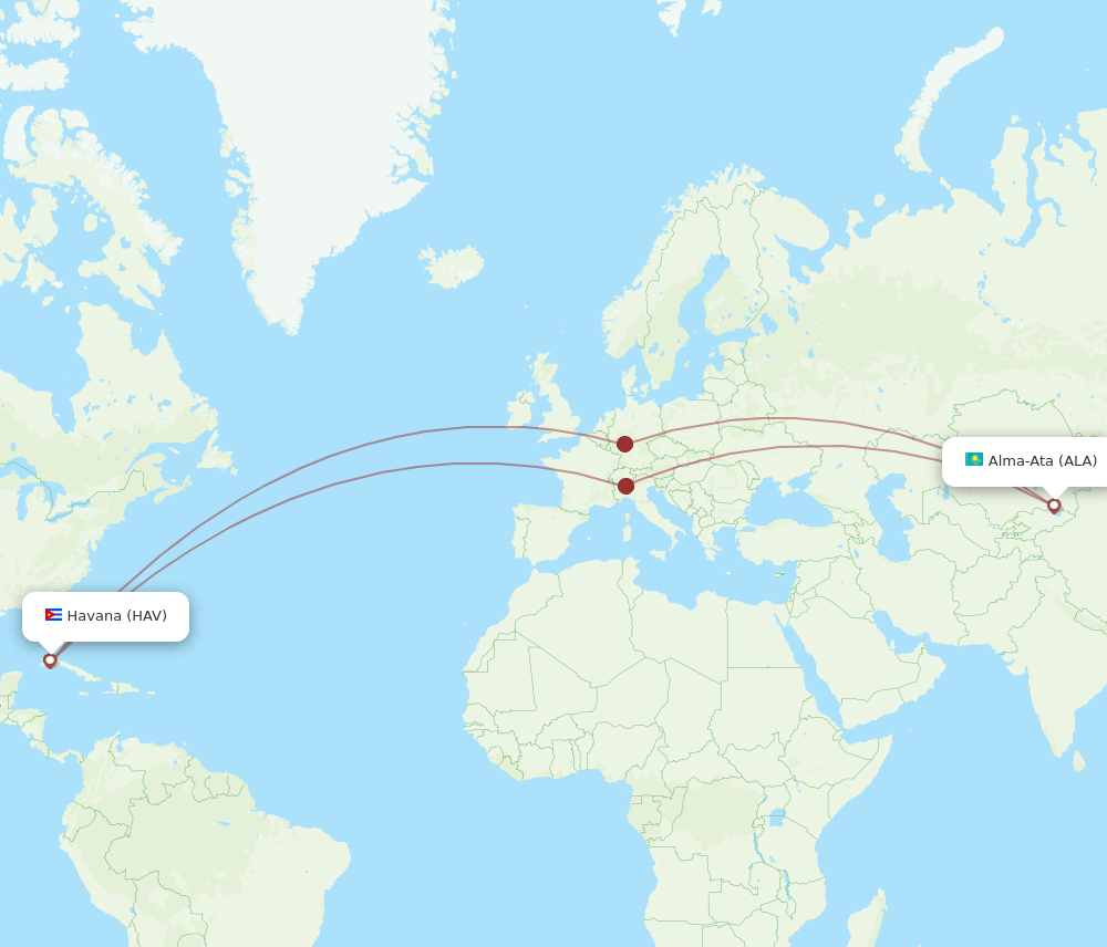 HAV-ALA flight routes